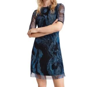 Desigual Print Dress Mesh with Slip Size Large